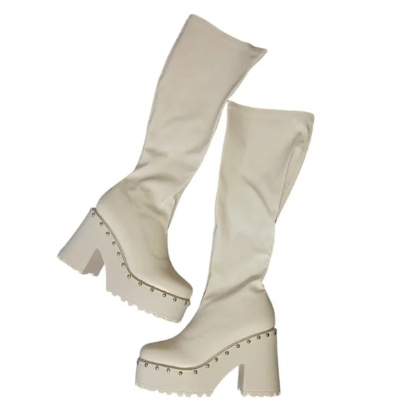 Fashion Nova Studded Platform Boots - Picture 2 of 7